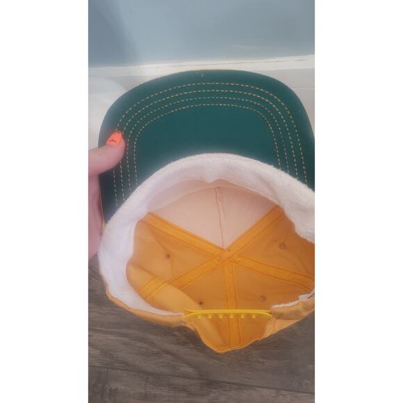 Vintage 80s Chapeaux USA Snapback Hat Yellow Rope Cap Green Underbrim Made in... - Picture 5 of 9